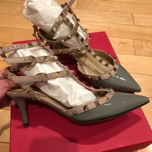 Valentino gray rockstud pump 65mm